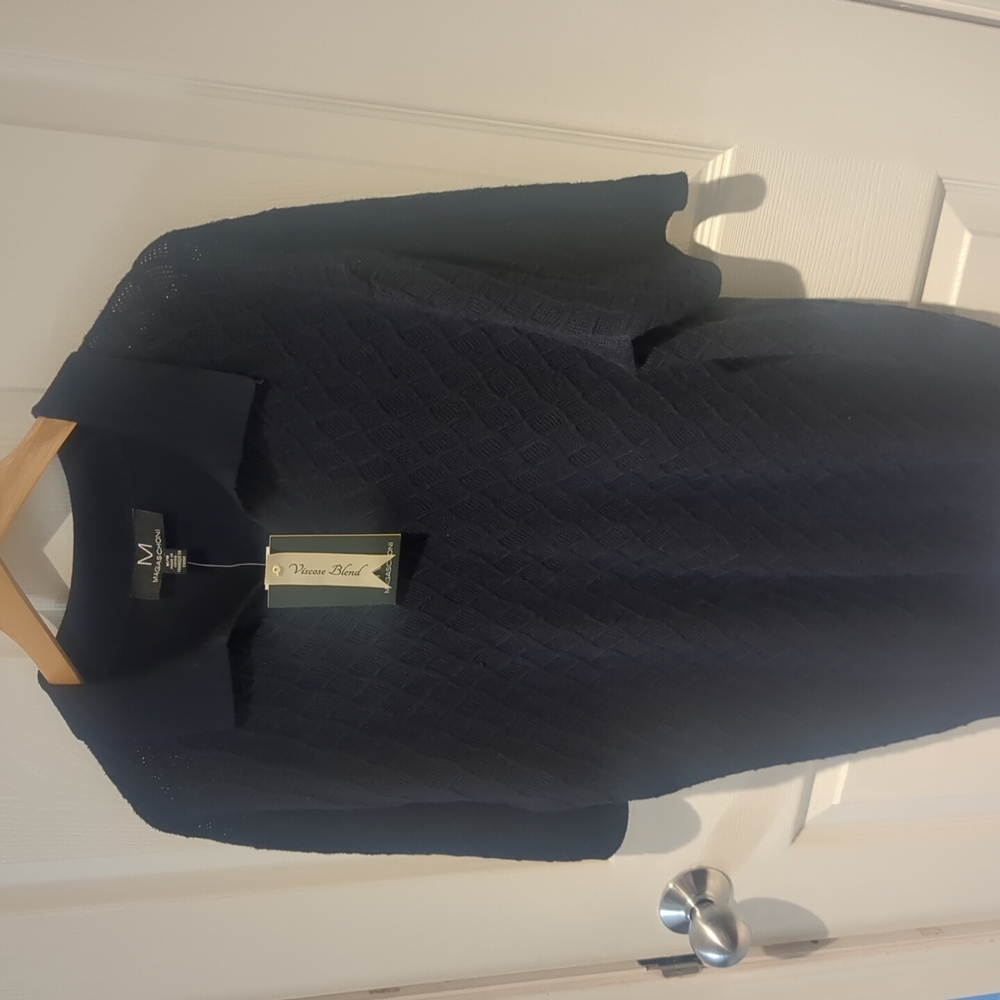Magaschoni Viscose Blend Knit Blue Polo Men's M